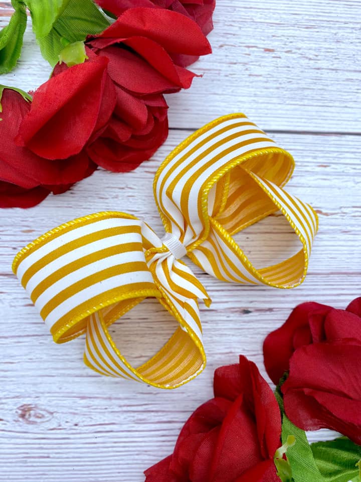 Golden Yellow and White Mini Horizontal Stripes