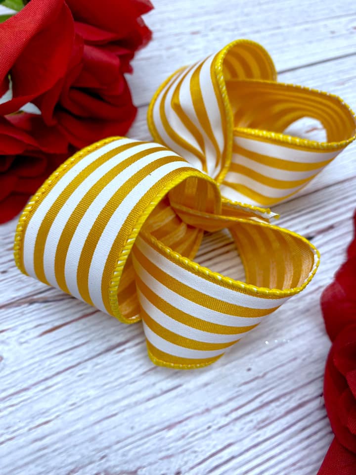 Golden Yellow and White Mini Horizontal Stripes