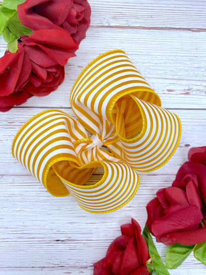 Golden Yellow and White Mini Horizontal Stripes