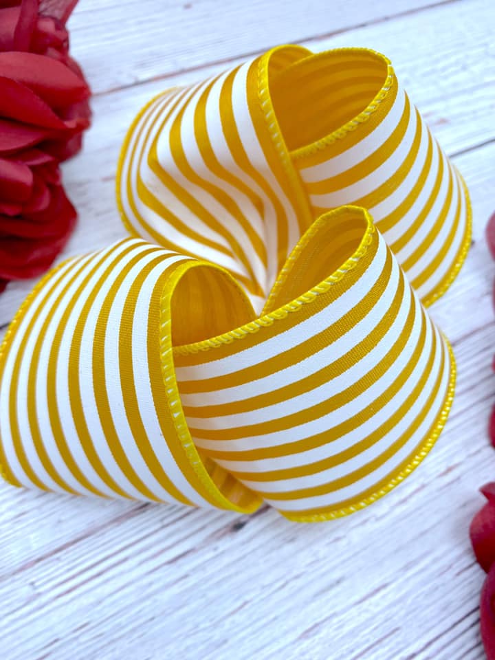 Golden Yellow and White Mini Horizontal Stripes