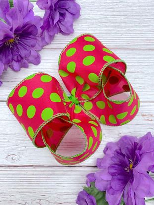 Hot Pink and Apple Big Polka Dots