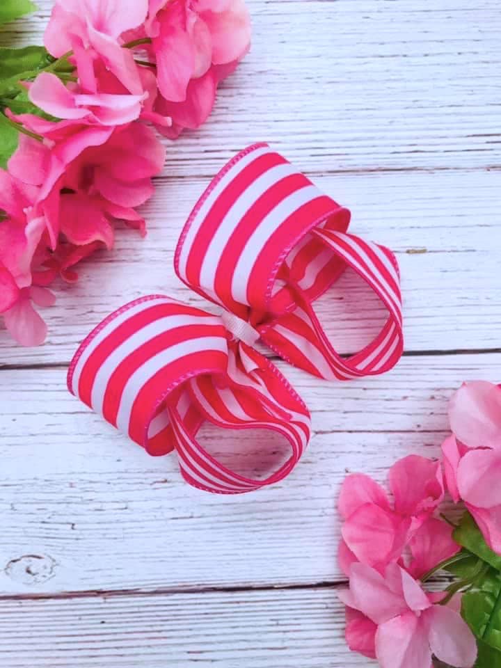 Hot Pink and White Mini Horizontal Stripes