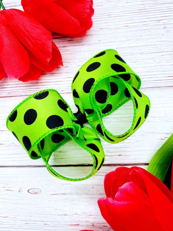 Lime Green and Black Big Polka Dots