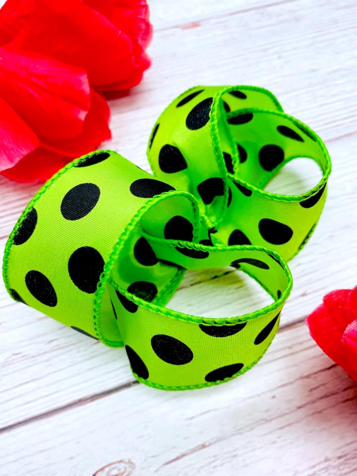 Lime Green and Black Big Polka Dots