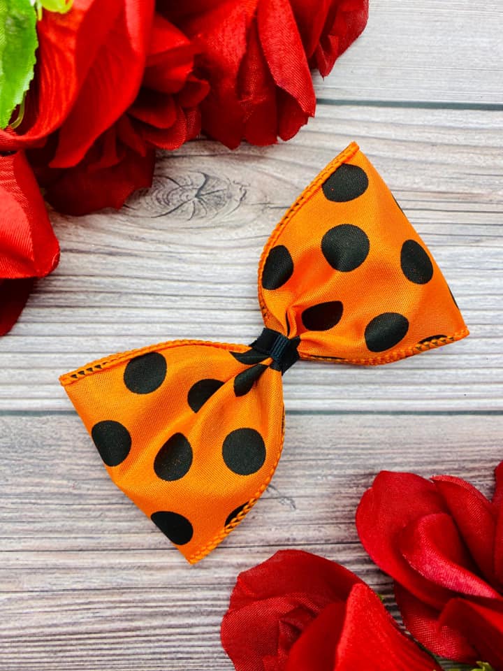 Orange and Black Big Polka Dots