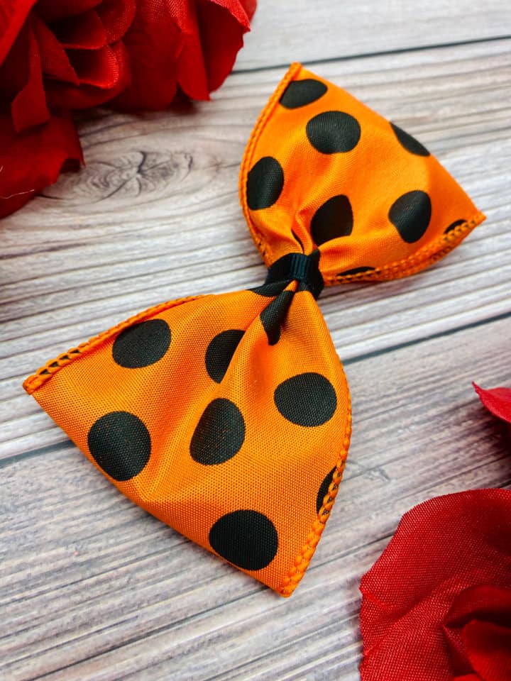 Orange and Black Big Polka Dots