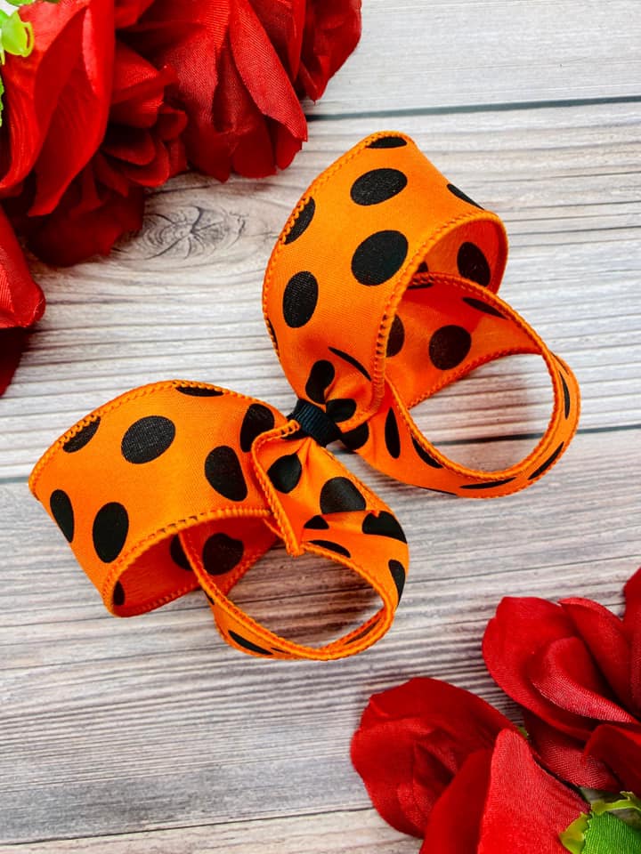 Orange and Black Big Polka Dots