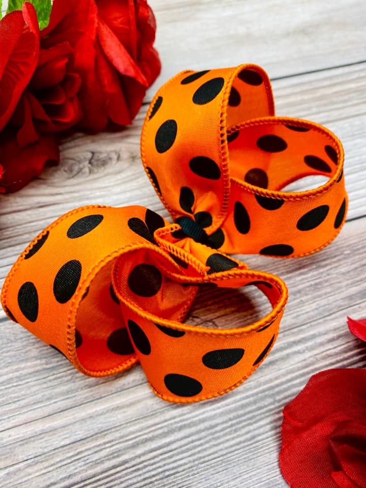 Orange and Black Big Polka Dots