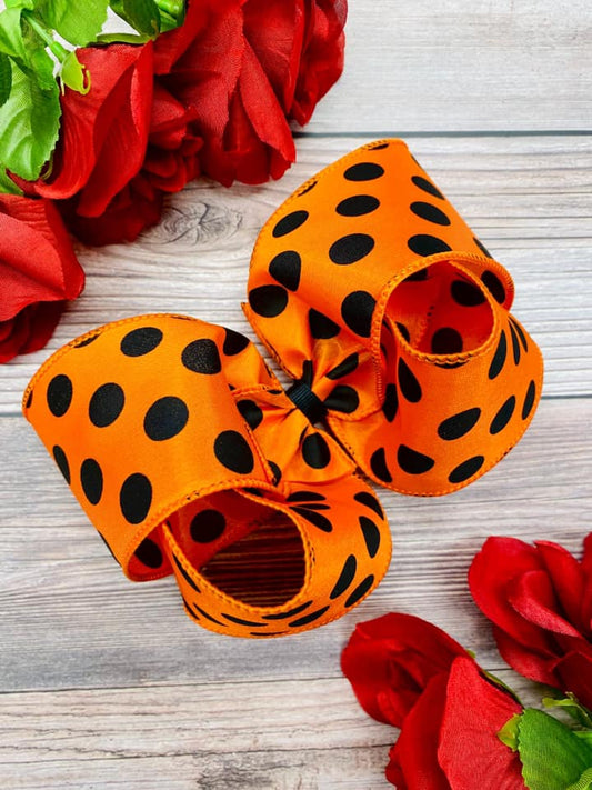 Orange and Black Big Polka Dots