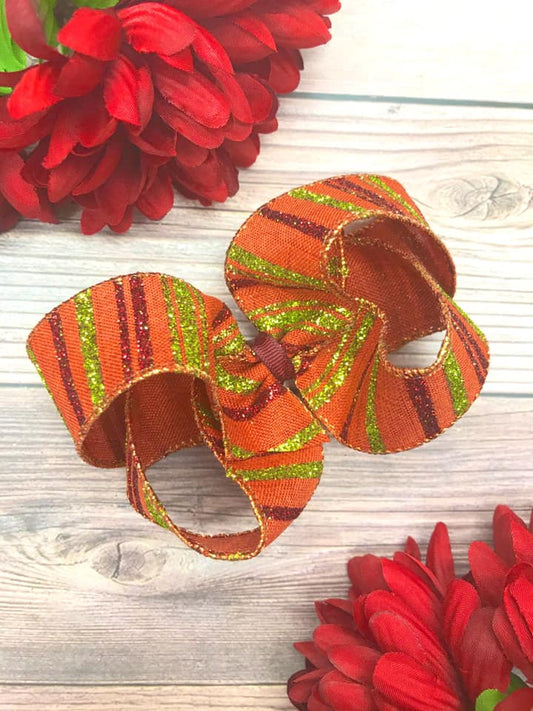 Pumpkin Glitter Vertical Stripes