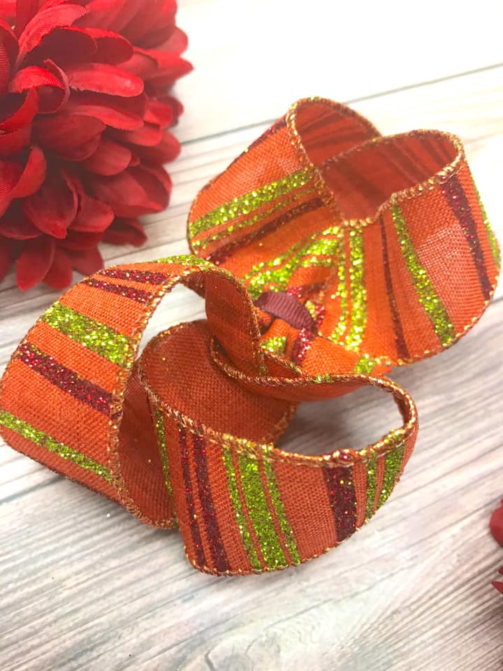 Pumpkin Glitter Vertical Stripes