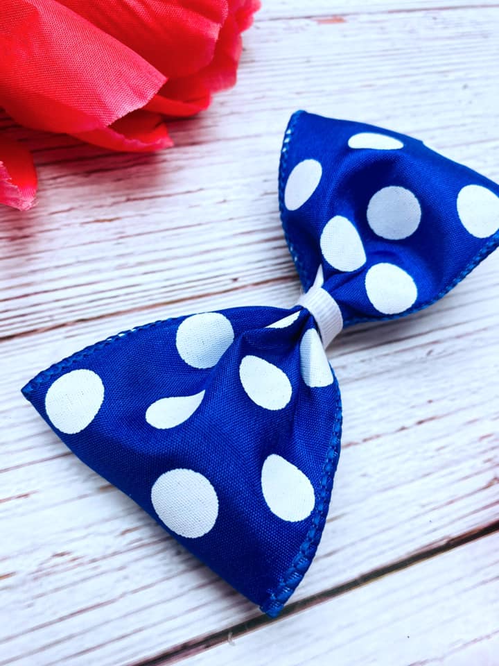 Royal Blue and White Big Polka Dots