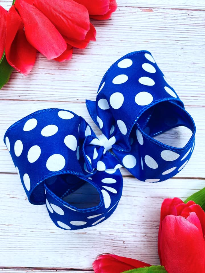 Royal Blue and White Big Polka Dots