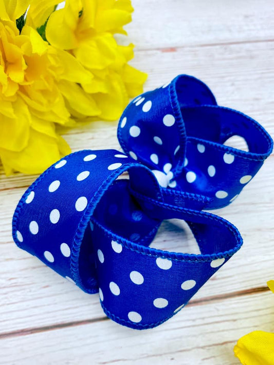 Royal Blue and White Polka Dots