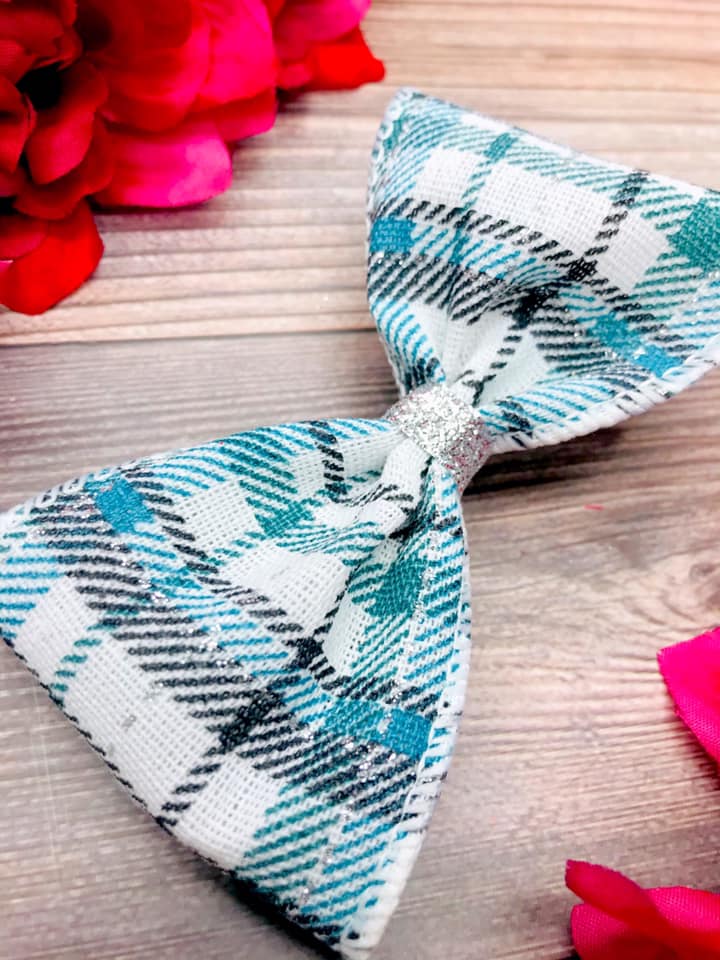 Turquoise Plaid with Glitter