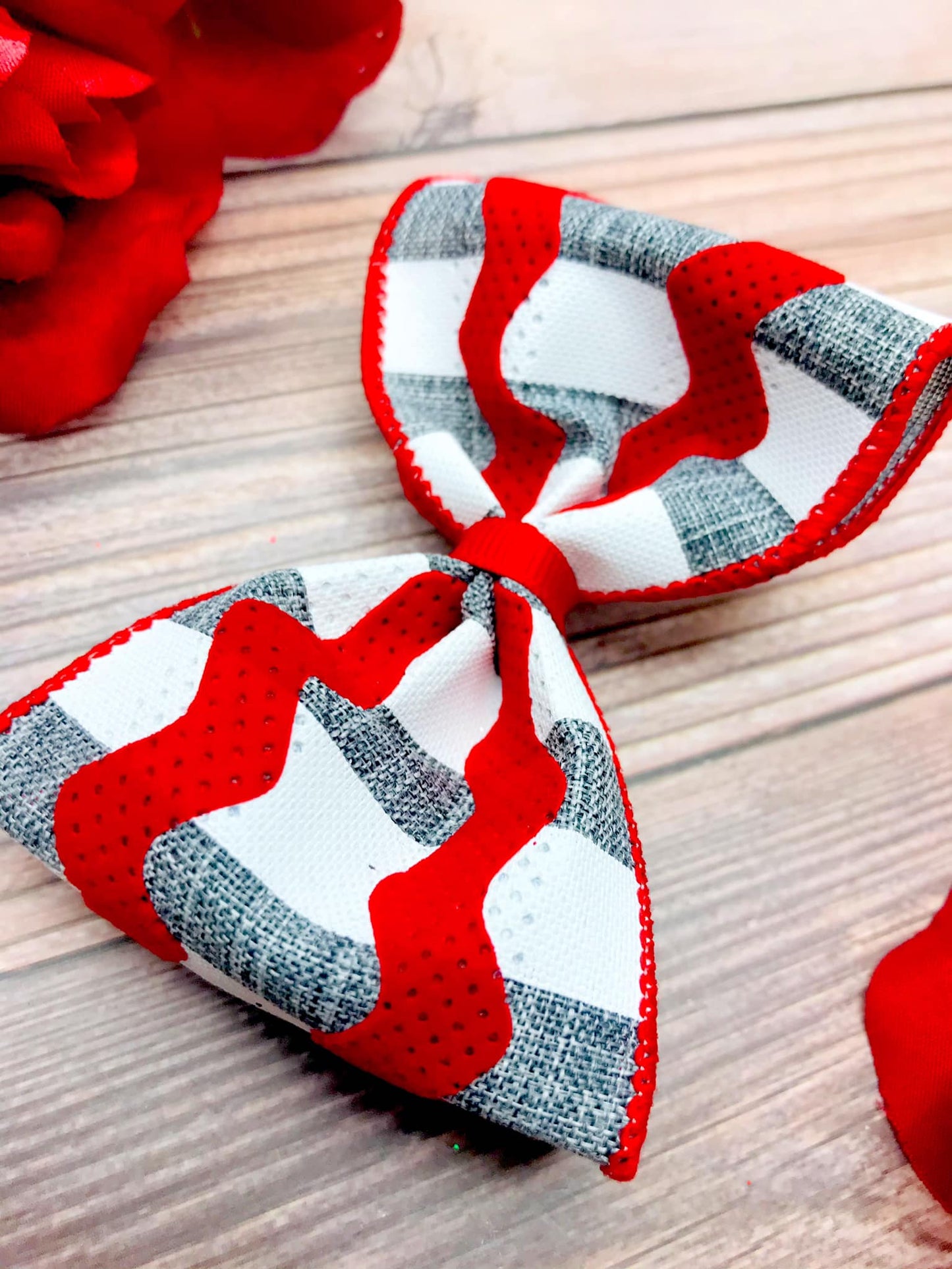 Velvet Red and Grey Chevrons