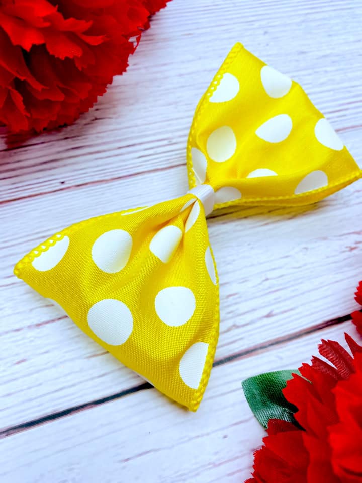 Yellow and White Big Polka Dots