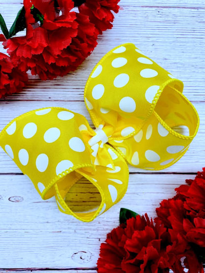 Yellow and White Big Polka Dots